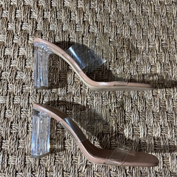 Zara Basic Collection clear strappy sandals with chunky lucite heel - Picture 5 of 8